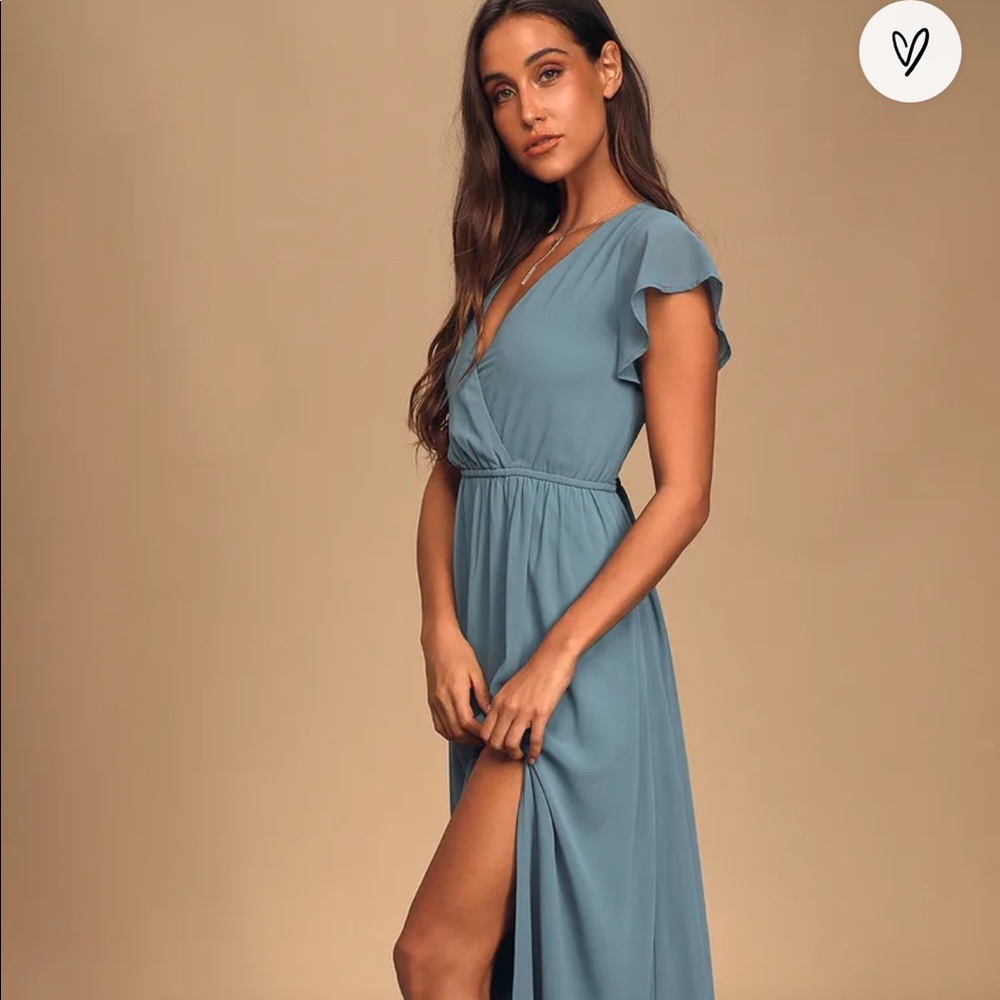 Lulu’s Lost in the Moment Blue Slate Maxi Dress
